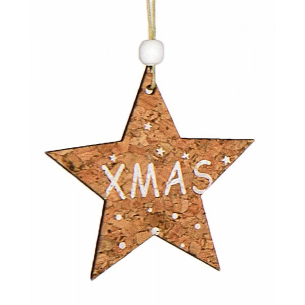 Χριστουγεννιάτικο Κρεμαστό Αστέρι, με "XMAS" (8cm)